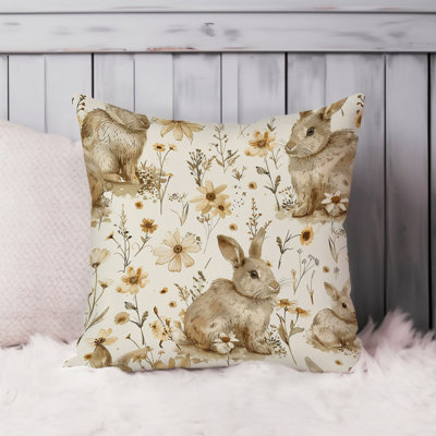Animals Easter Bunny Rabbits VI Cottage Throw Pillow Cover