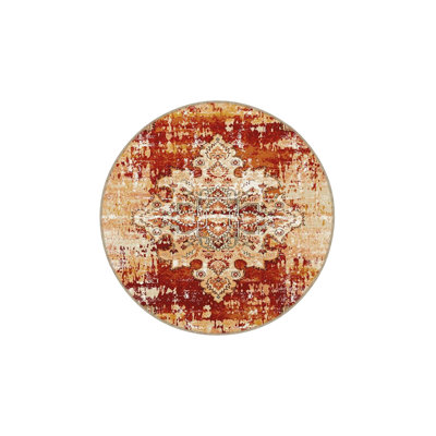 Siesta Motif Traditional Patterned Woven Base Washable Rug