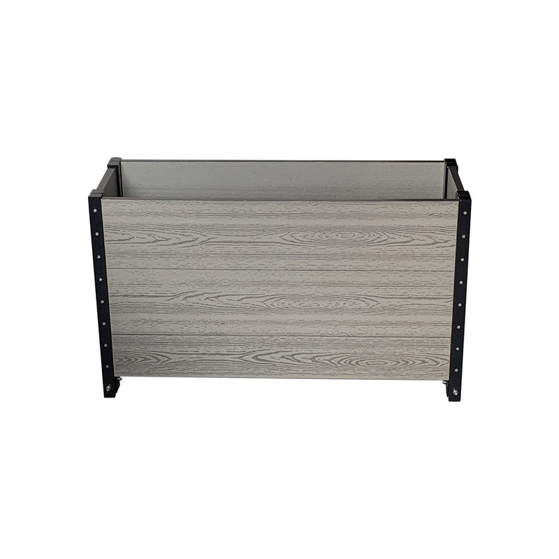 Pot à fleurs surélevé en plastique et bois, Gris, H 21 po x l 36 po x P 12 po