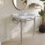 Meuble-lavabo mural 28 po en céramique avec pieds de support autoportants en acier inoxydable et barre à serviettes-443941850-443941851