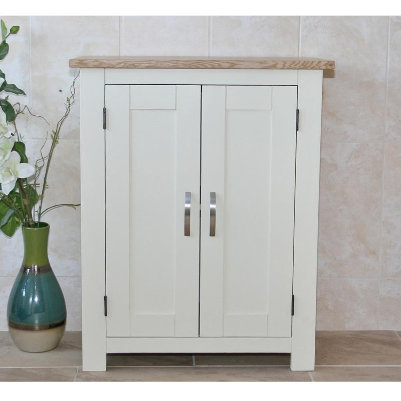 Hailie Solid Wood Bathroom Cabinet, White Painted