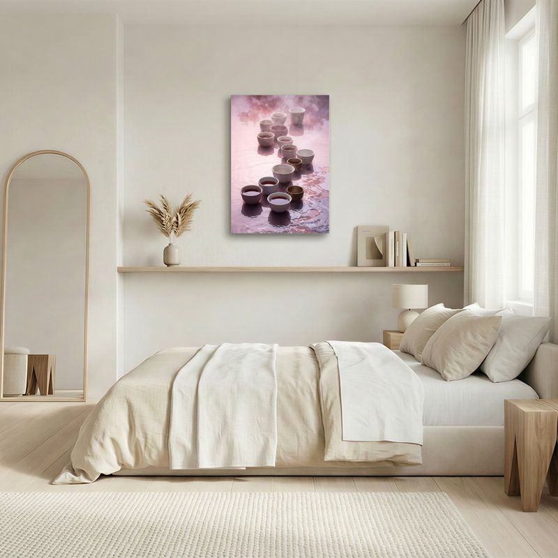 Art mural sur toile en céramique avec tasses à thé en céramique, H 36 po x l 24 po