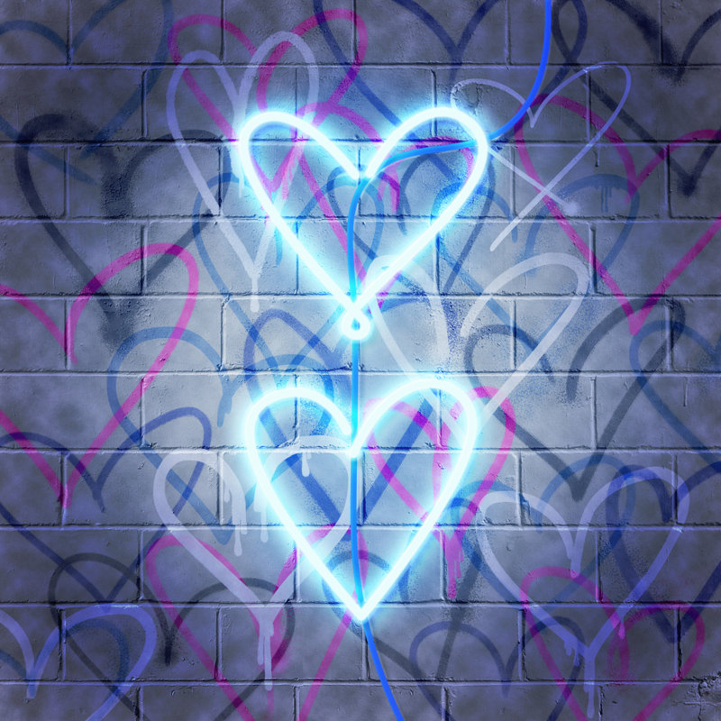 " Neon Heart II " by Grace Popp, 12" H x 12" W