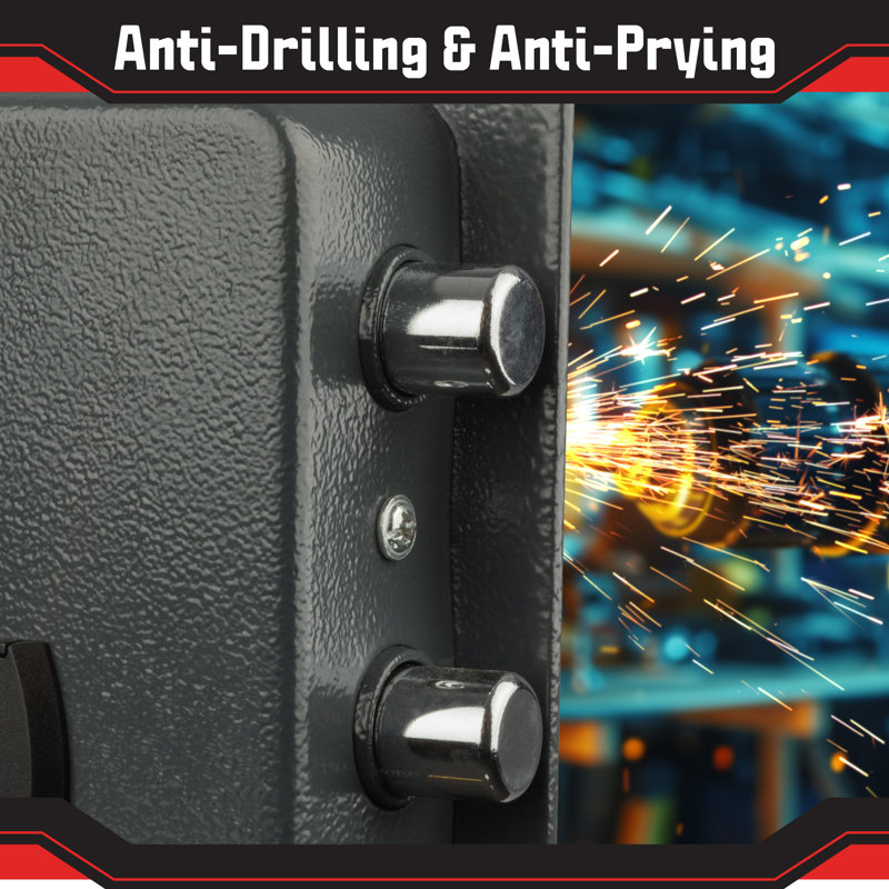 Stalwart Electronic Safe - Digital Biometric Fingerprint Lock Box with Override Keys - Business or Home Safe for Jewelry, Cash, and More