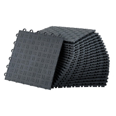 50-Pack 12"x12" Interlocking Garage Floor Tiles, Non-Slip Double Texture for Garage, Basement, Workshop, Mudroom, Home Gym