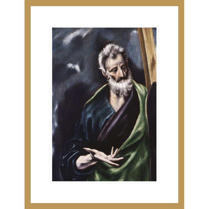 «Détail of Saint Andrew» par El Greco - Estampe numérique encadrée, H 21,75 po x l 16,61 po