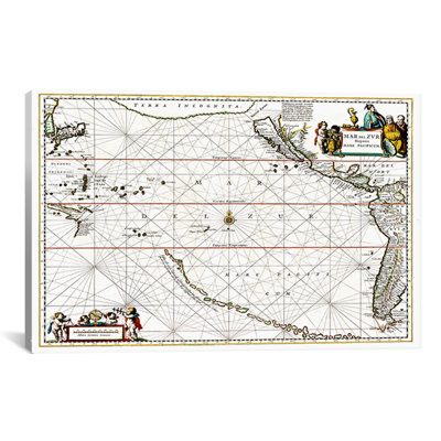 "Sea Chart of North American Discovery" by Jan Jansson Graphic Art on Canvas