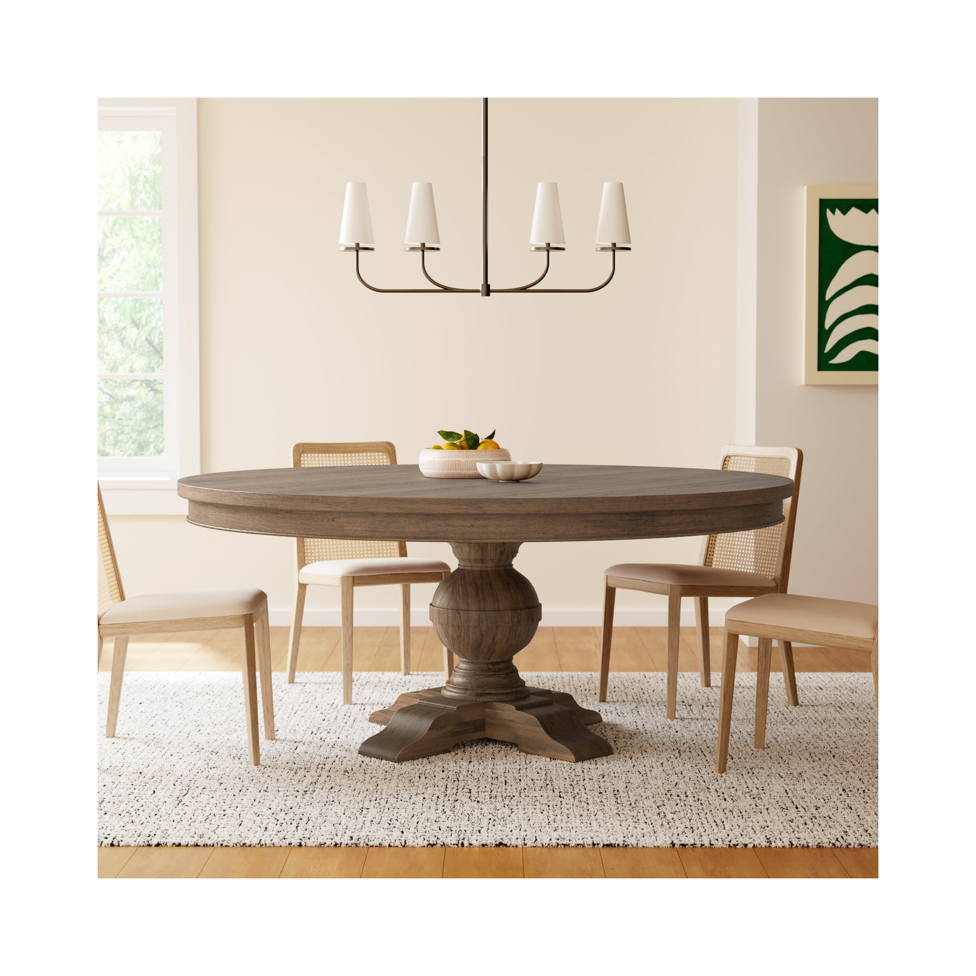 Marlowe Round Dining Table, Weathered Teak, 31" H x 72" W x 72" L