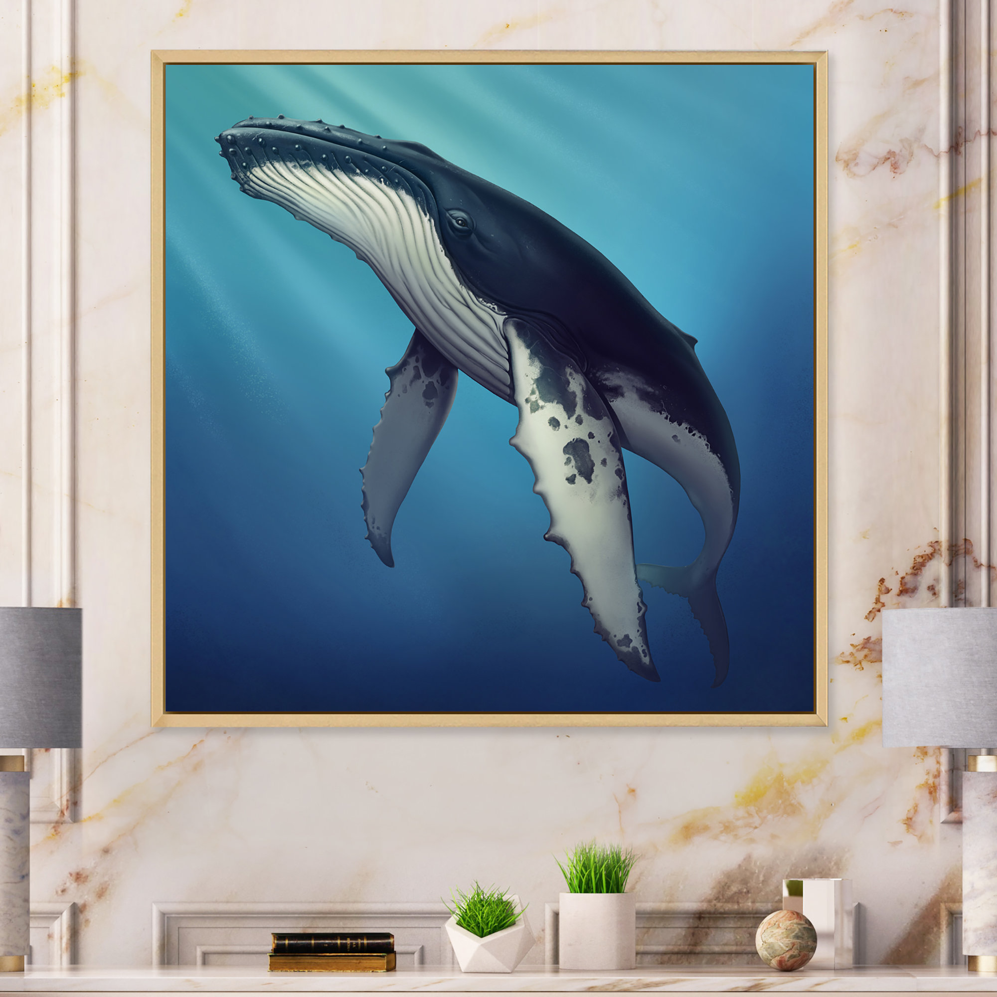 Highland Dunes Whale In The Ocean Ii On Canvas Painting Wayfair