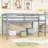 Full Loft Bed With Enhanced Safety Features And Ladder,Guardrails-65634011