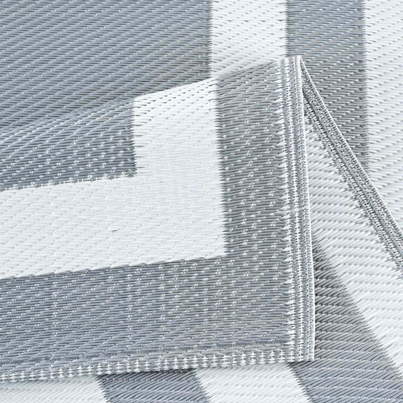 Tapis gris / blanc intérieur / extérieur, Rectangle 8 pi x 10 pi
