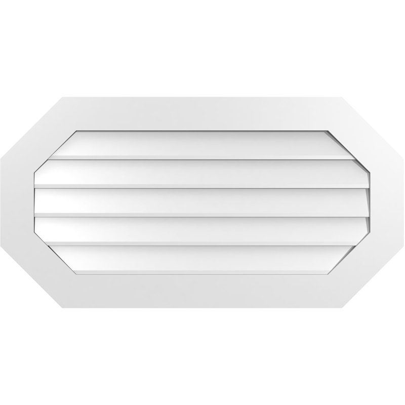 Horizontal Elongated Octagon Surface Mount Signature Urethane Non-Functional Gable Vent Primed Tan, 22" H x 42" W x 1" D