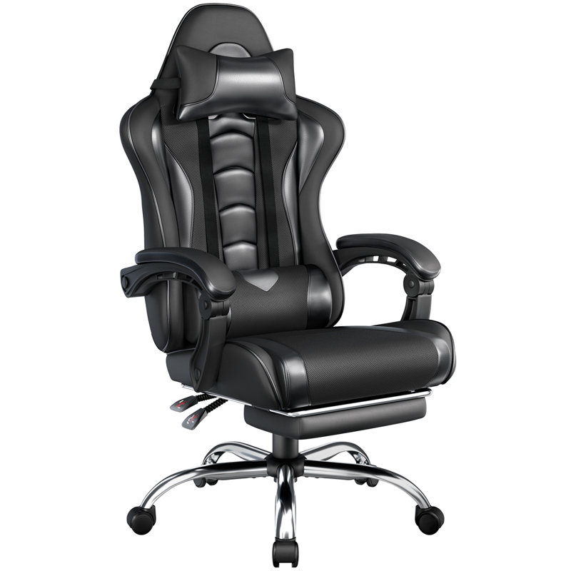 Metro Lane Reclining and Adjustable Height PC & Racing Game Chair, Full Black