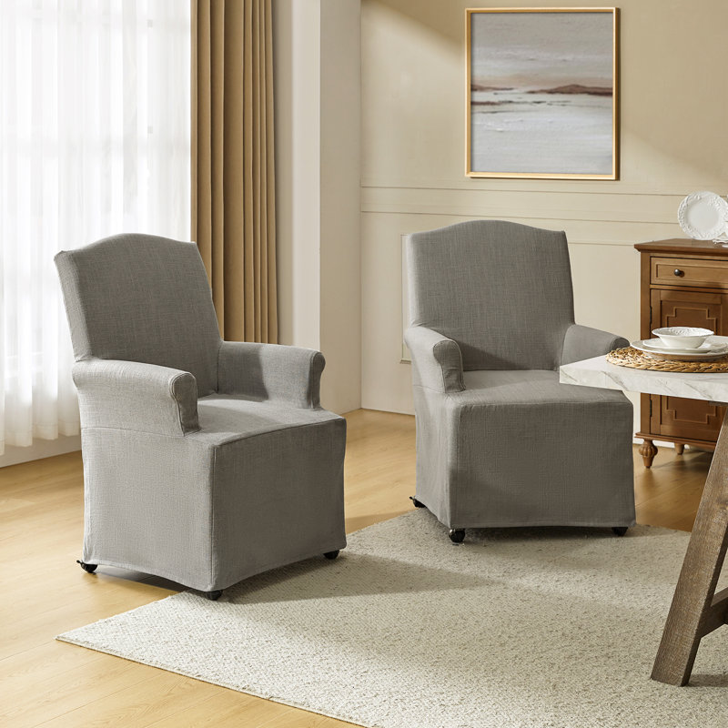 Gatlinburg 26" W Solid and Manufactured Wood Dining Chair with Casters (Set of 2), Gray