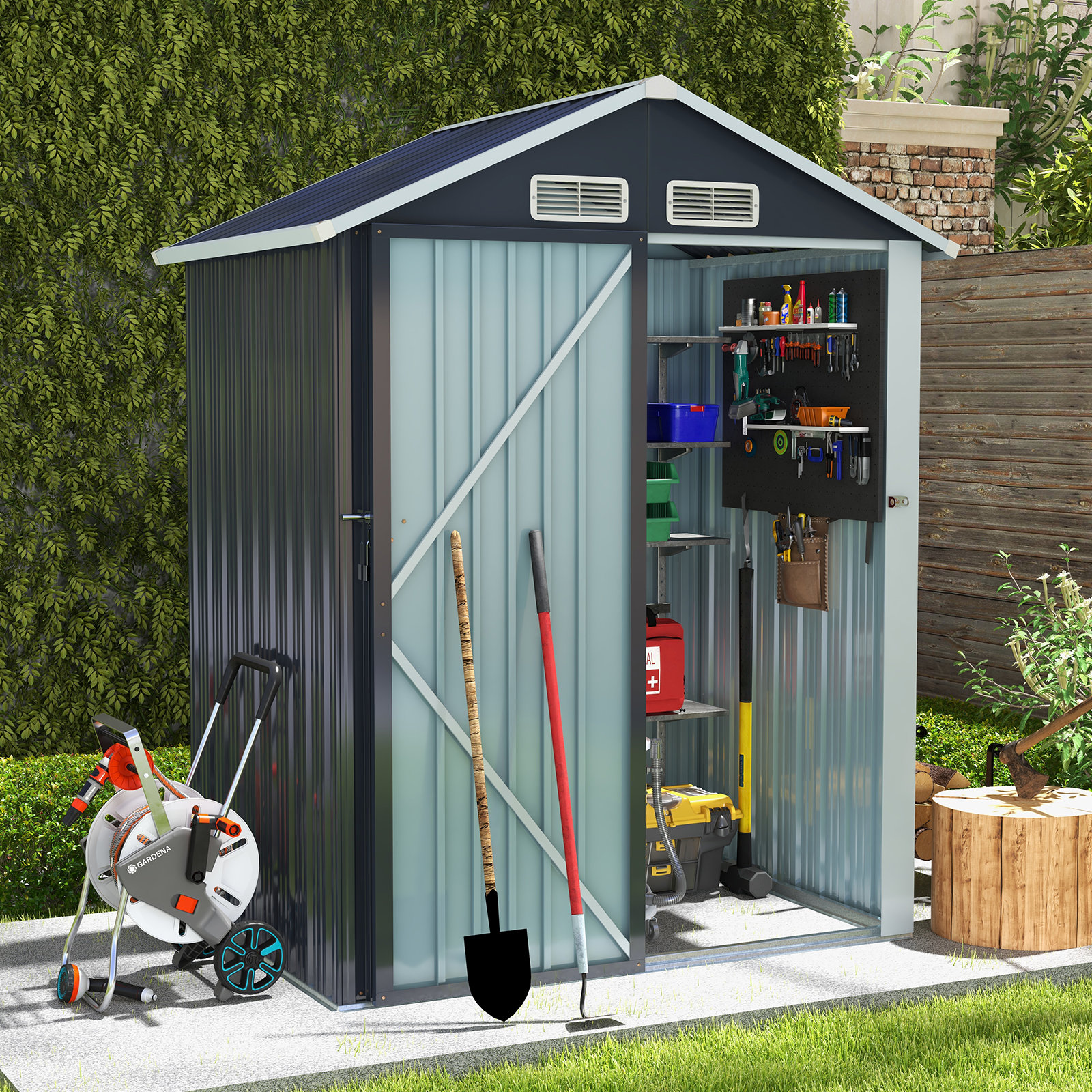 6' x 4' Outdoor Metal Storage Shed, Outdoor Storage Clearance Lockable Door, Tool Shed iYofe