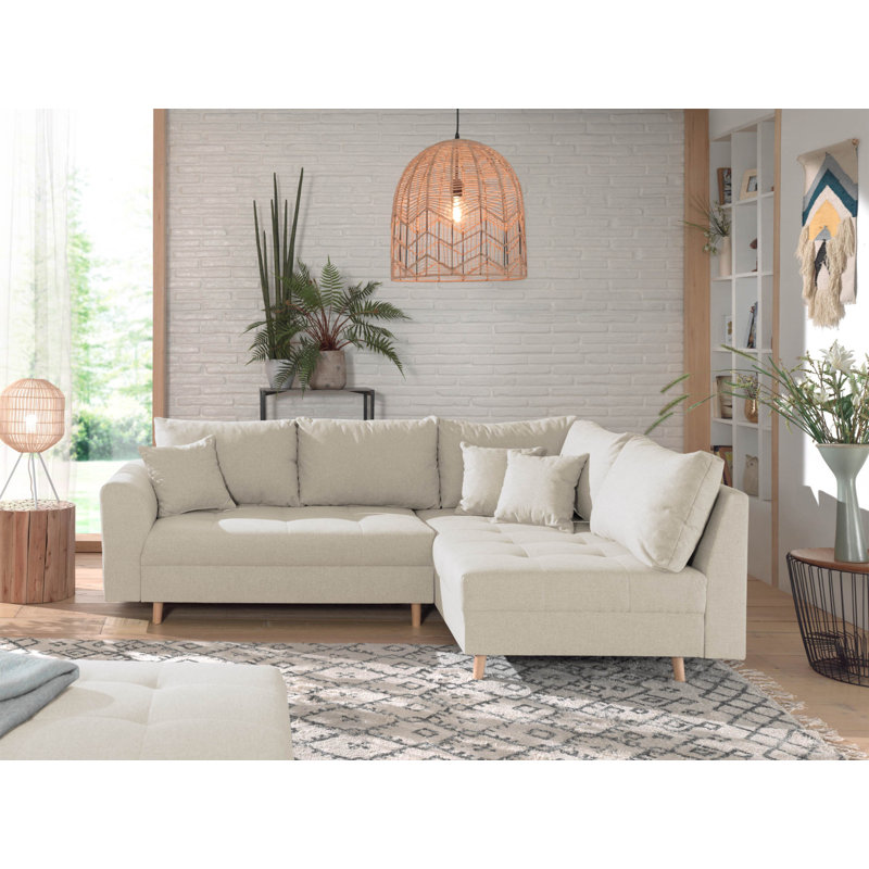 Rune 4 Seater Corner Sectional, Beige, Right Hand Facing