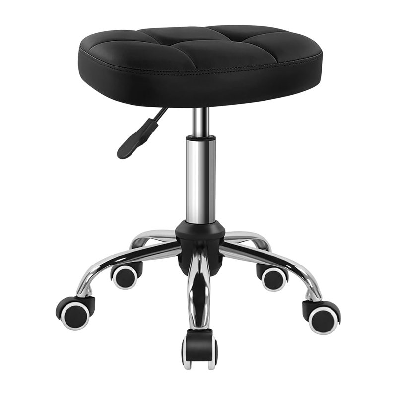 Tabouret pivotant minimaliste avec roulettes, Noir