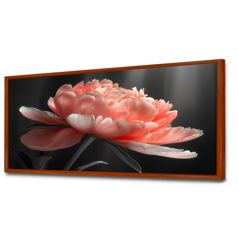 Romantiques roses en cristal pivoines Bloom III - pivoines, impression d'art mural, Cadre noir, H 16 po x l 32 po