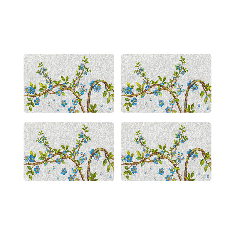 Cherry Blossom Pebble 17.5" Vinyl Placemat, Blue