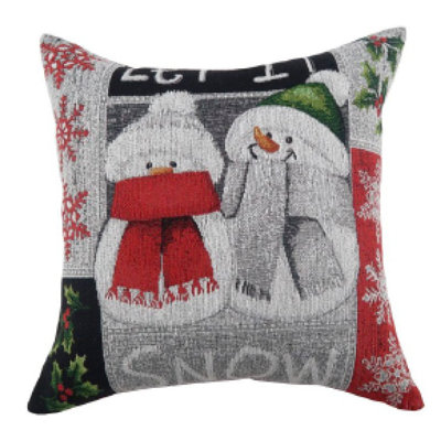 Housse de coussin et insert double carré bonhomme de neige