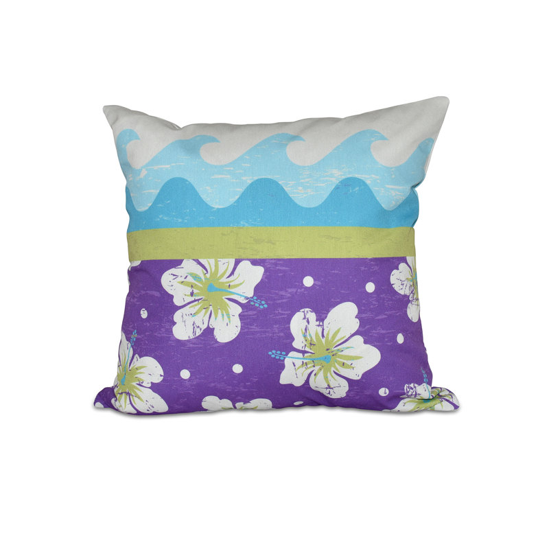 Surf, Sand, & Sea Indoor/Outdoor Reversible Throw Pillow, 20" H x 20" W, Light Green