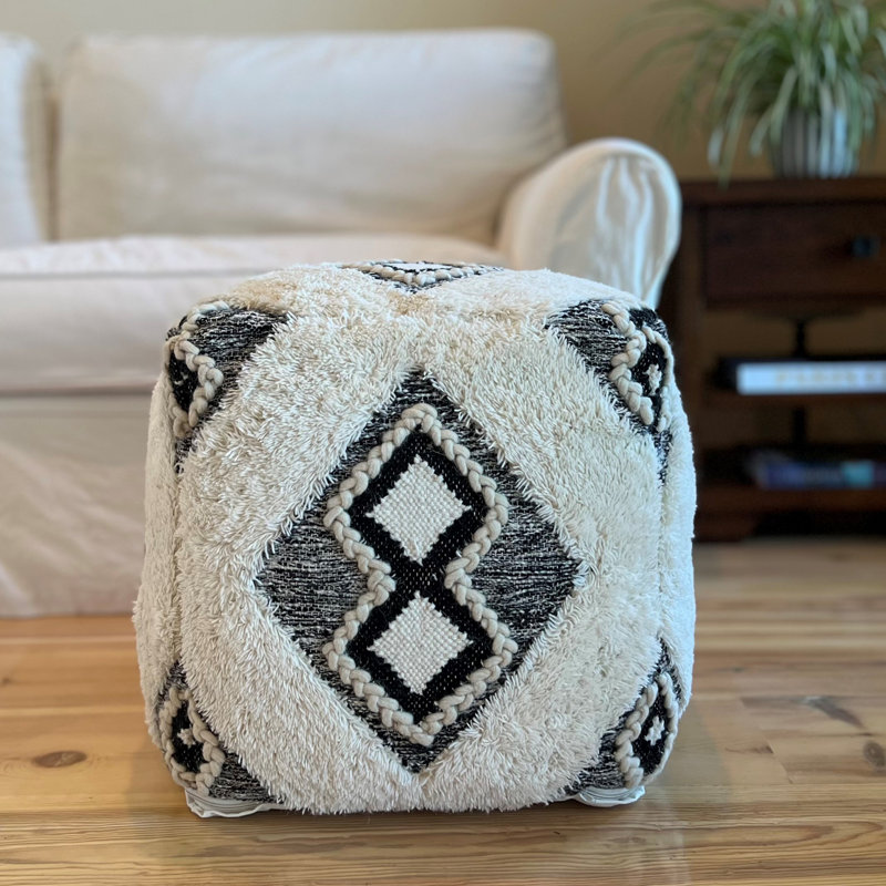 Double Diamond Black and White Pattern Pouf