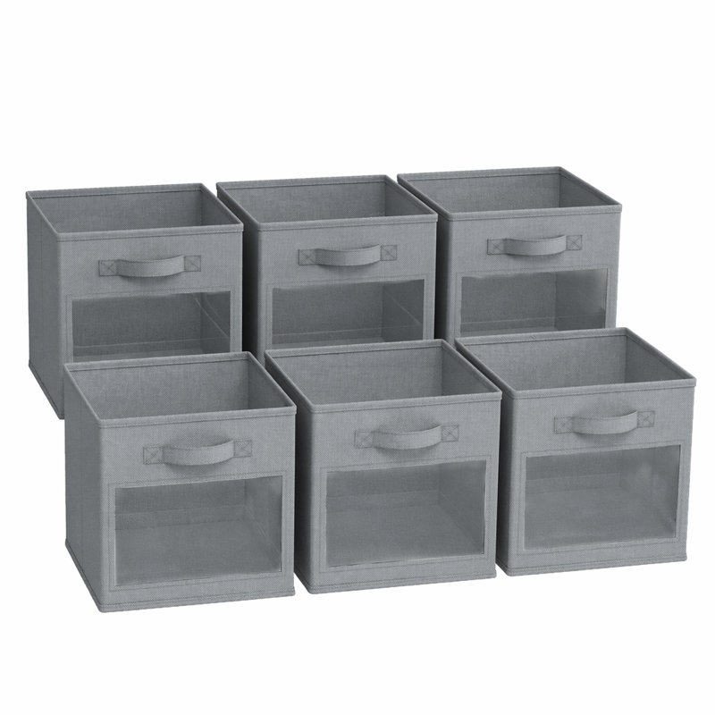 Storage Cubes with Clear Windows, Set of 6 Fabric Bins, Foldable Basket Boxes for Closet, Cubby Shelf & Cube Storage Organizer