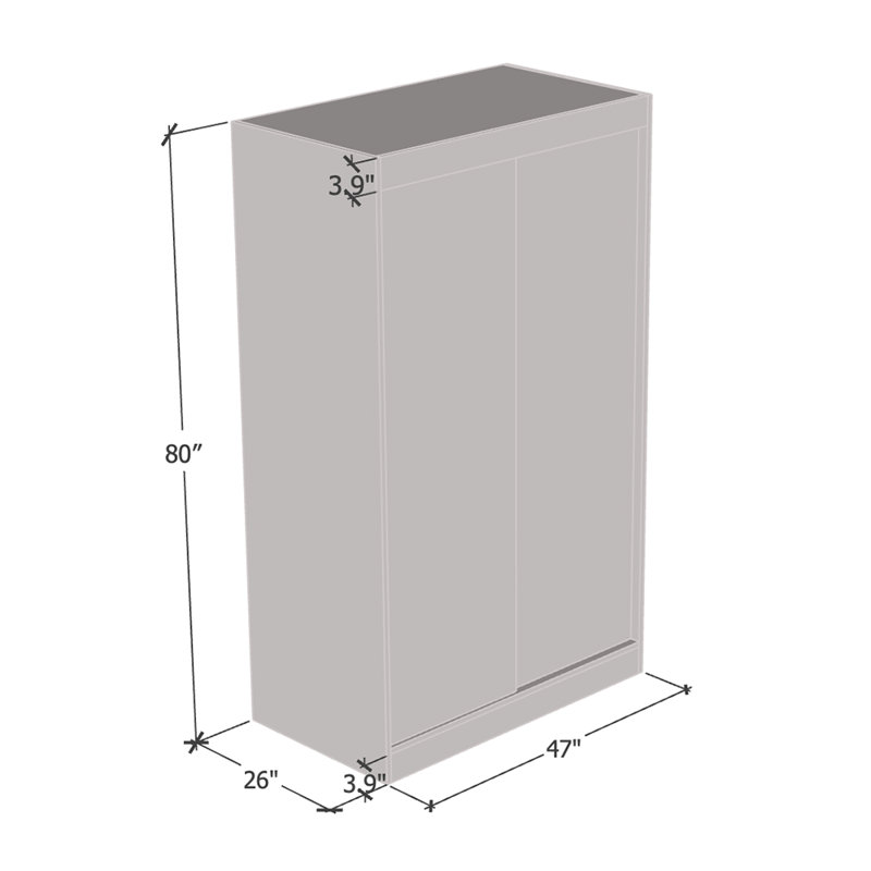 Armoire Charlisha, Blanc, H 80 po x l 47 po x P 25,5 po