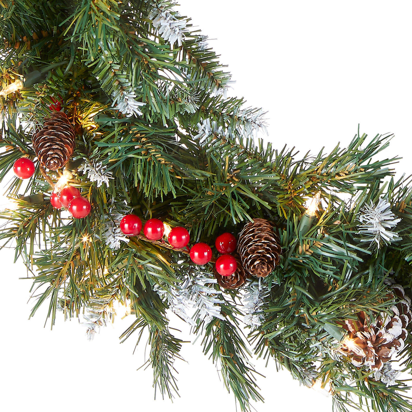 The Holiday Aisle® 30" Frosted Berry Pre-Lit Wreath, 24" H x 24" W x 6" D