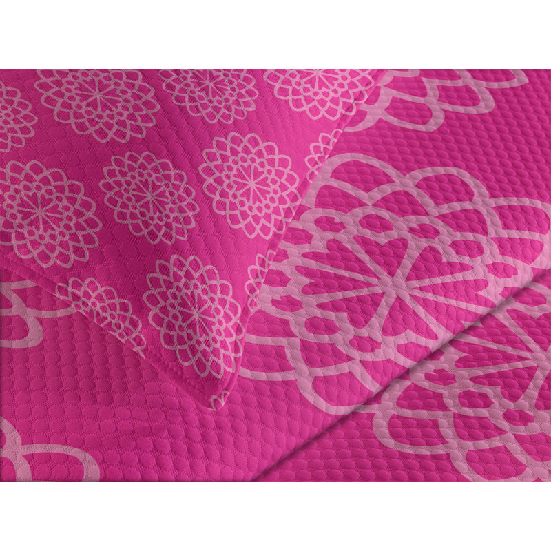 King Pink Quilted Bedspread Set with Pillow Shams