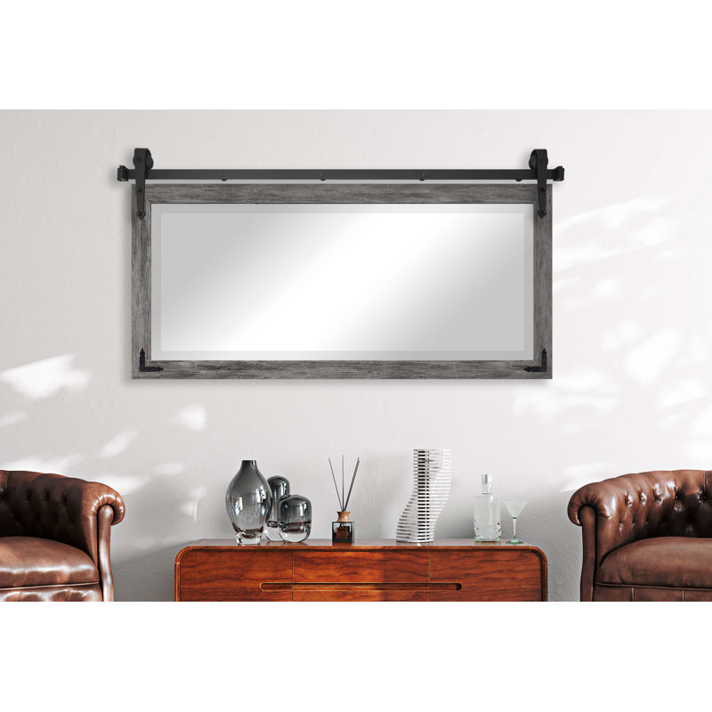 Neace Flat Mirror, 32" H x 66" W, Gray