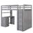 Full Loft Bed with Storage Drawers, Desk & Wardrobe - Space-Saving, Multi-Functional Design-White-2005243633-2005243598