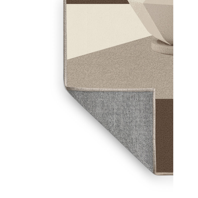 Machine Washable Aedan Fondue Pot Modern Rug in Brown – Beige Binding, 2x4
