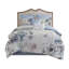 Édredon bleu grand 8 pièces en coton imprimé avec une touche chic décontractée, grand motif floral, comprend 1 édredon, 2 taies décoratives européennes, 3 coussins décoratifs assortis, jupe de lit, fer à repasser infroissable