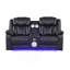 Fauteuil inclinable électrique 3 pièces moderne et contemporain à DEL avec fauteuil et causeuse avec console et haut-parleurs Bluetooth faits de cadre en bois et en métal noir