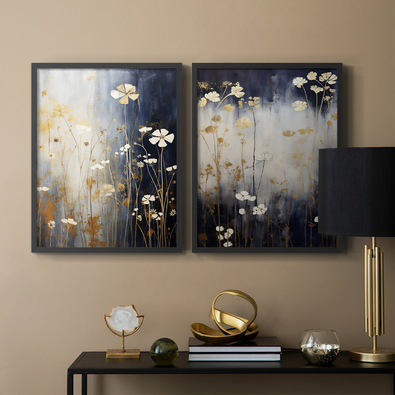 FLORAL Series CCCCXC - reproduction encadrée de qualité supérieure - prête à être accrochée - aucun clou requis - aucun clou requis