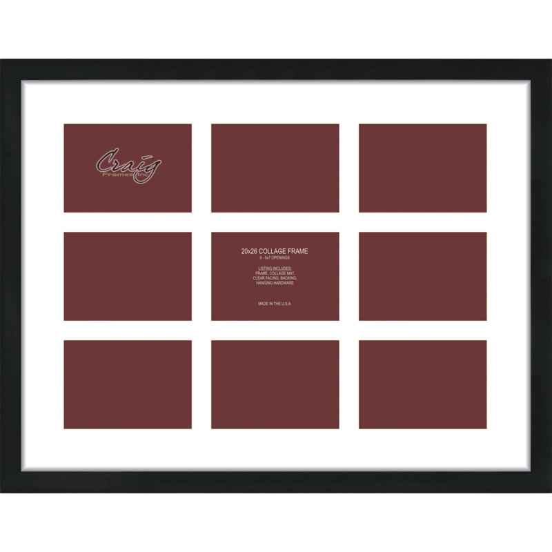 Black Matte Picture Frame with Mat, 20" x 26", 5" x 7"