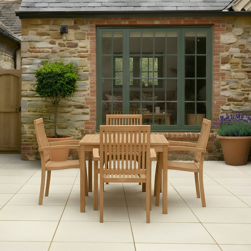 Square Teak Solid Wood Outdoor Dining Table - 100 cm W 100 cm D