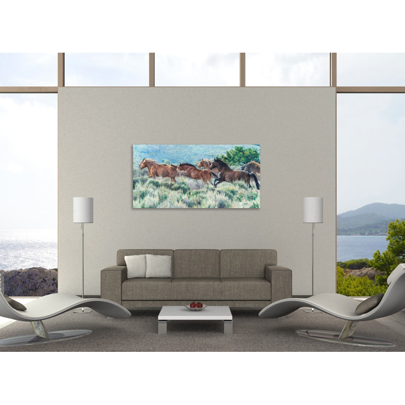 «Mustangs» par Valerie Warner, reproduction sur toile tendue, H 18 po x l 36 po x P 1,5 po