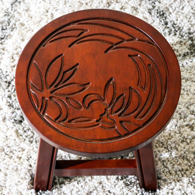 Cherry Wooden Stool - Fun Floral Design For ' Rooms 10" H X 11" D Made Of Rubberwood Step In Spellbinding Height, Diameter For Amusement And Creativity