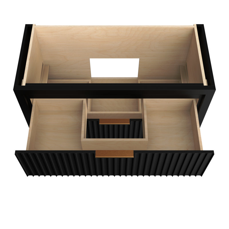 Lecrieú Two-Drawer Single Bath Vanity, Noir, Champagne Bronze, 48"