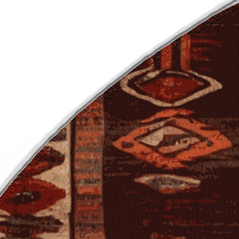 Turkish Brown Indoor and Outdoor Area Rug, Round 5'