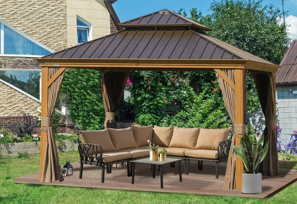 Spacious Galvanized Gazebo 12x10Ft.