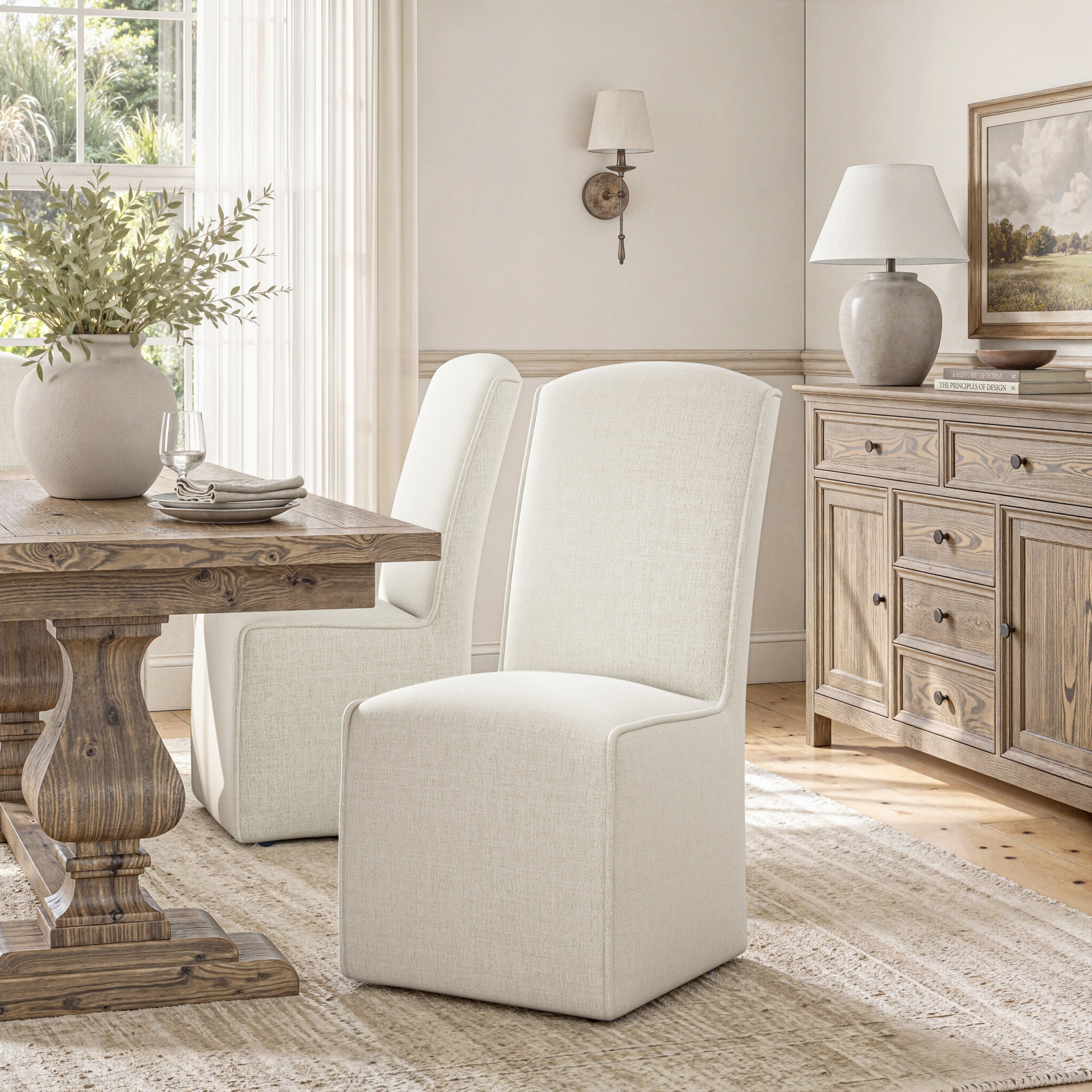 Deaton Upholstered Dining Chair, Off-White