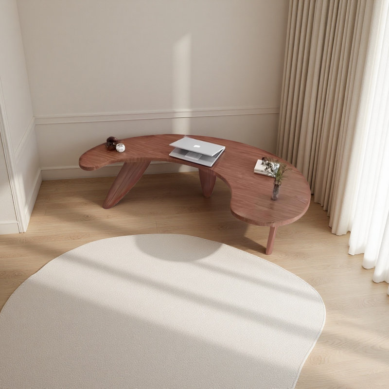Solid wood curved irregular-shaped desk