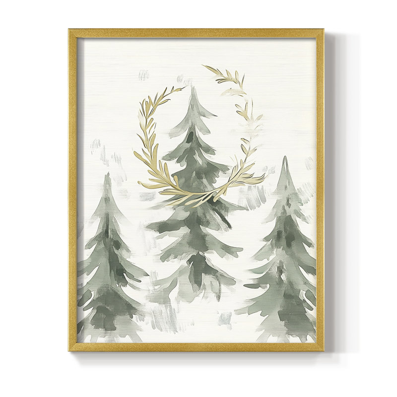 «Christmas Holiday», art encadré en bois massif, H 21 po x l 17 po, Doré