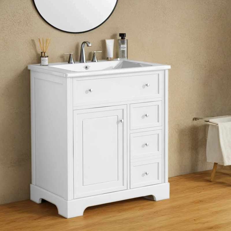 Meuble-lavabo simple 30 po avec plateau en céramique Ronderick