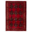 Tapis rouge en laine noué à la main de conception unique 6 pi 9 po x 9 pi 7 po Teimani