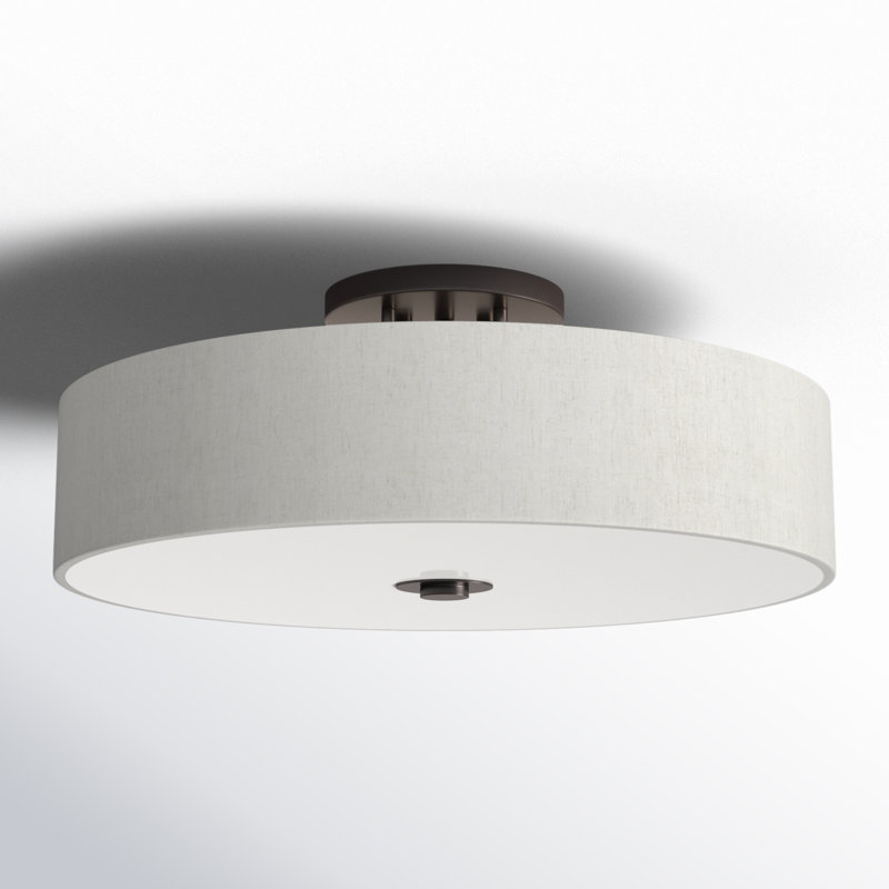 Konur Linen Blend Flush Mount, English Bronze