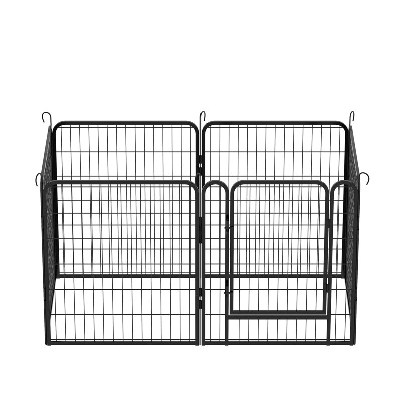 Parc pour enfants 6 panneaux en métal robuste avec porte, H 31,7 po x l 53,94 po x P 26,77 po